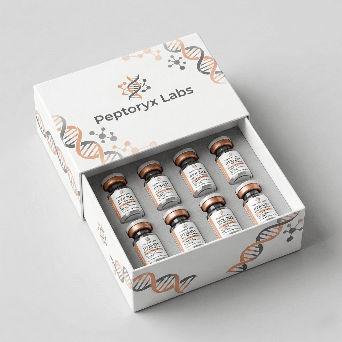premium peptide packaging box with EVA foam insert for vial protection