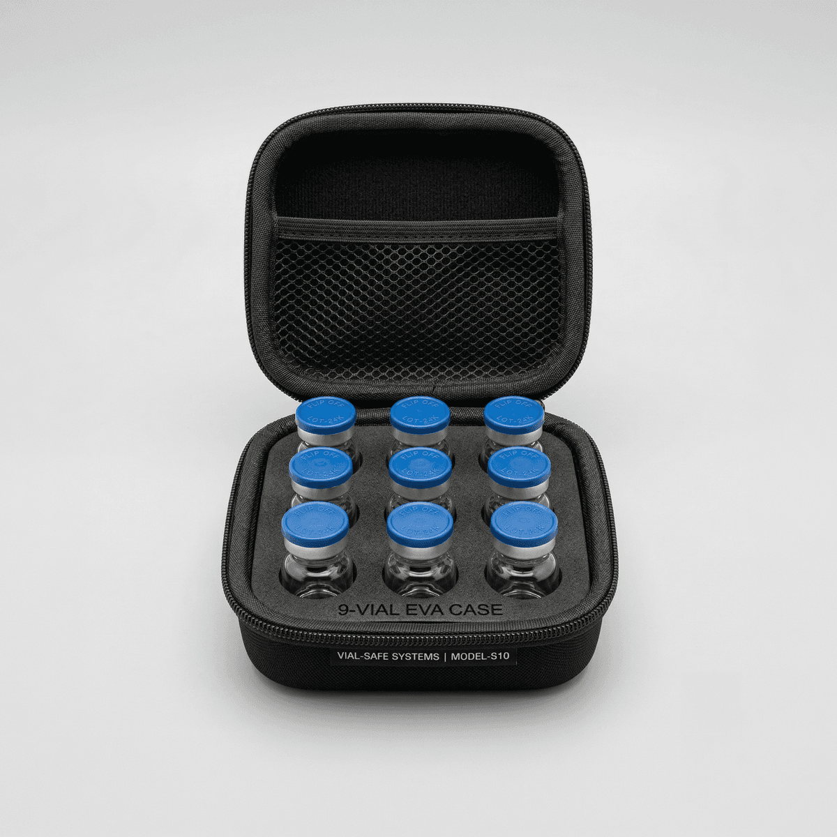 hard case with foam insert for peptide vials protective pharmaceutical packaging